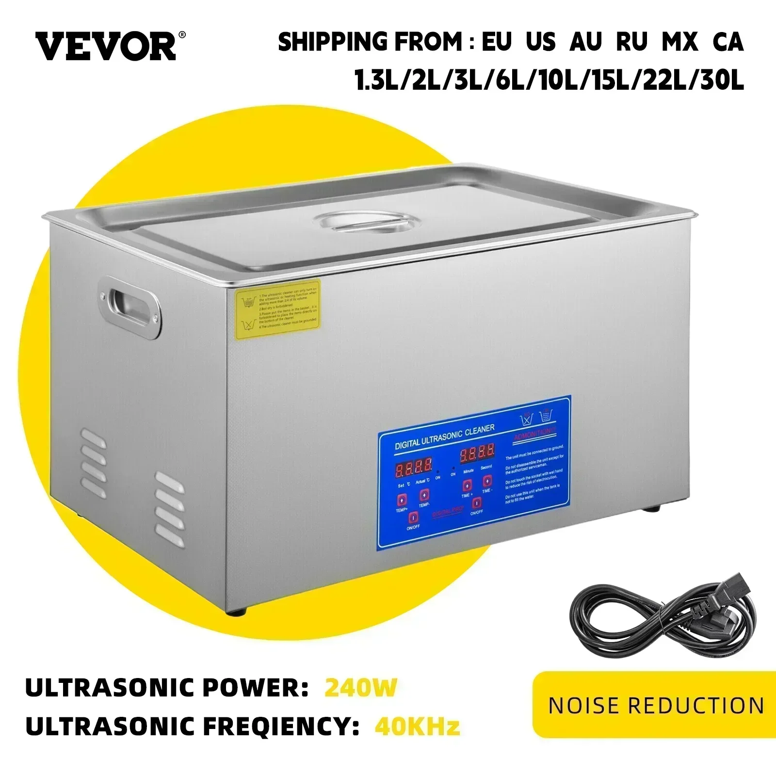 VEVOR 2L 3L 6L 10L 15L 22L 30L Ultraschallreiniger Lave-Dishes Tragbare Waschmaschine Spülmaschine Ultraschall Haushaltsgeräte