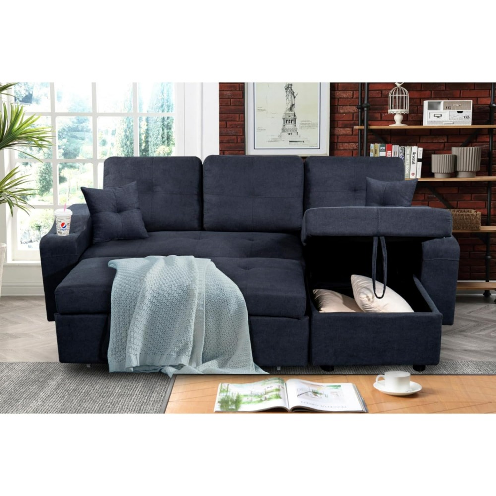 Convertible Sectional Sofa with Armrest Storage & Chaise Longue, for Living Room and Apartment, Multiple Features Living Sofas