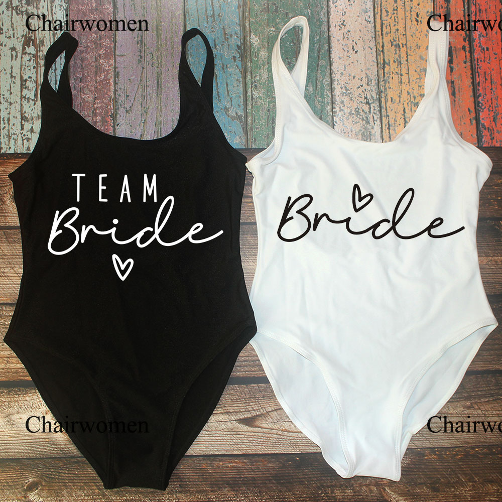 S-3XL Team Bride traje de baño de una pieza Squad mujeres traje de baño despedida de soltera traje de baño verano ropa de playa traje de baño
