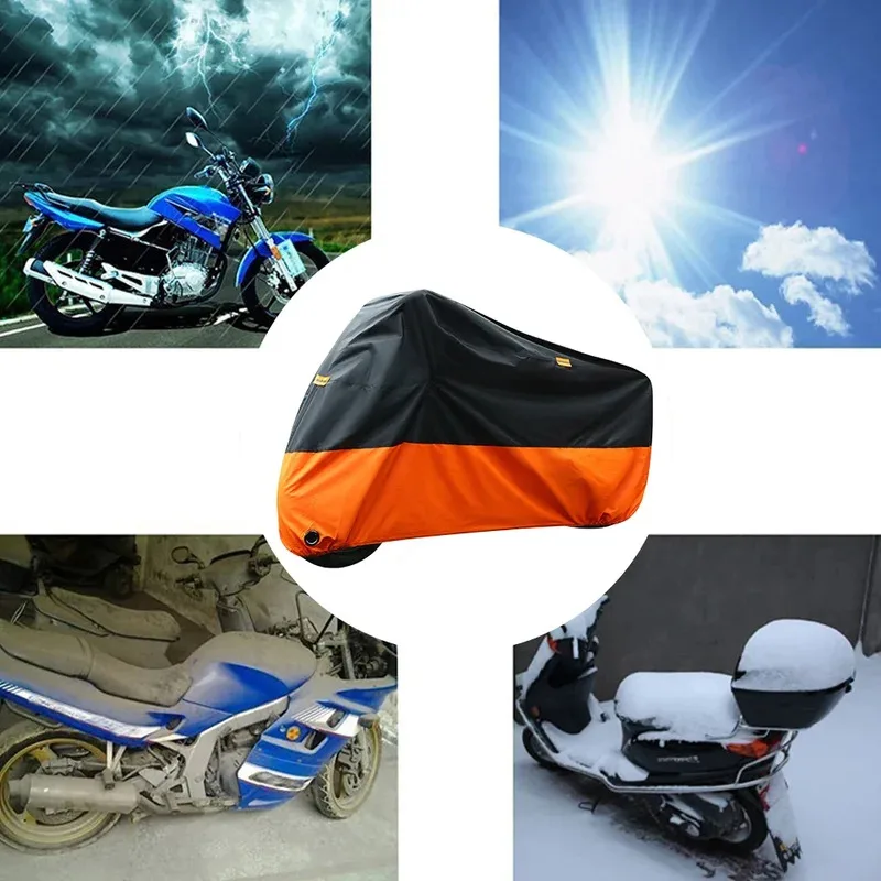 Capa para motocicleta 190t, armazenamento ao ar livre, à prova d'água e anti-uv, scooter, capa com membrana à prova d'água para todas as estações