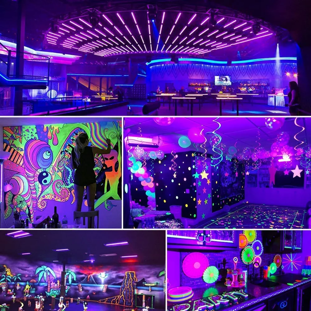 40 LED ブラック UV ライト 40 ワット ブラックライト バー スイッチ ライトアップ 暗闇で光る パーティー用品 ハロウィン 蛍光ポスター ステージ用