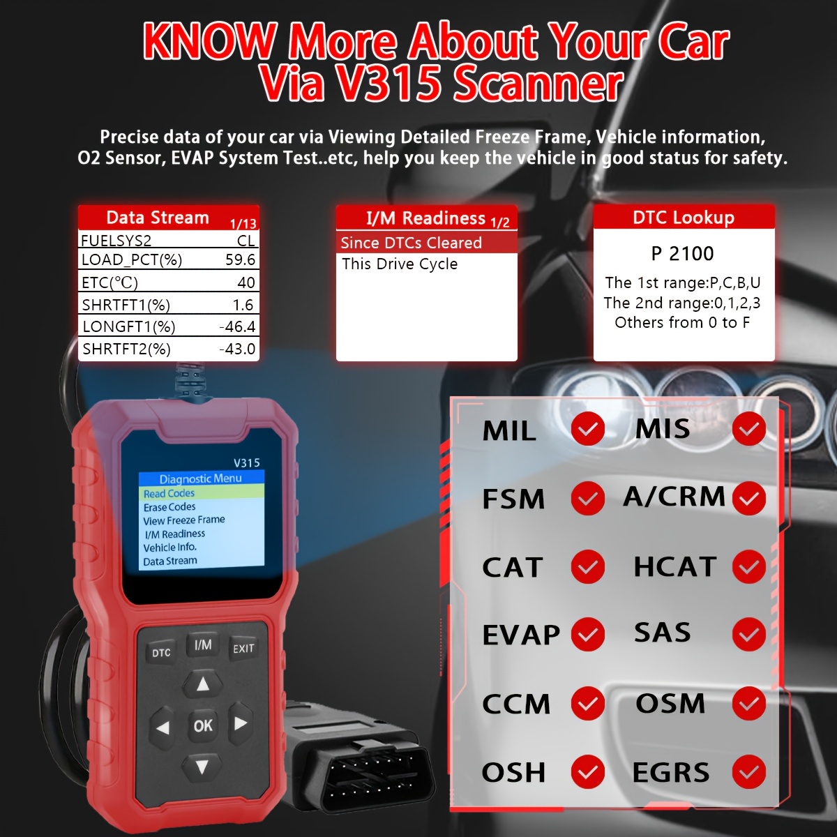 USB-aangedreven 2025 auto-OBD2-scanner - geavanceerd motordiagnosetool, met codelezer, meertalige ondersteuning, geschikt voor 1996