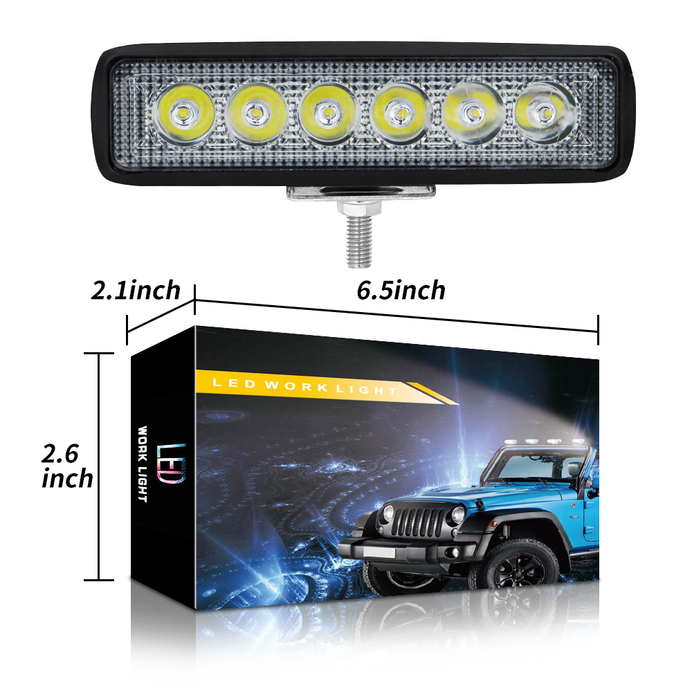 2 Pcs รถ LED Light Bar 12V 18W 6500K Super Bright Work Light IP67 จุดกันน้ําสีขาว Off Road head light ขับรถ