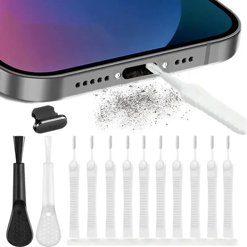 13PCS Handy Lautsprecher Staub Entfernung Reiniger Tool Kit Für iPhone und Typ C Kopfhörer Lade Port Staubdicht Reinigung pinsel