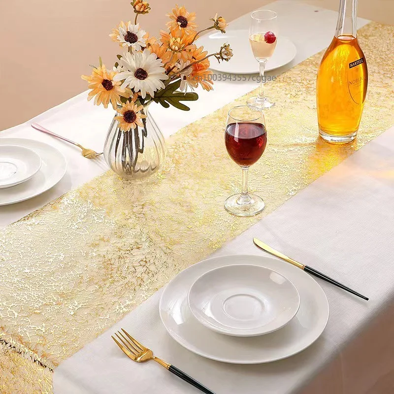 Glitter Metallic Table Runner,Polyester Gold/Rose Gold Table Runner Roll Dining Table Decor for Party Birthday Wedding