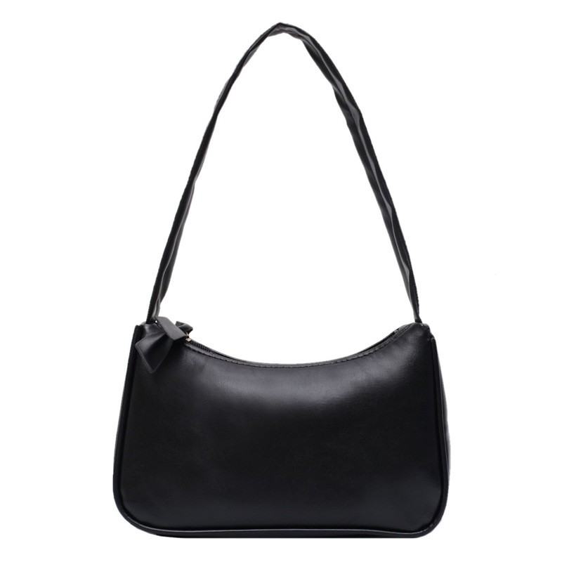 Bolsa de couro PU para mulheres, bolsas simples, bolsas axilas de ombro, cor pura, pequena, casual, elegante, senhoras, moda