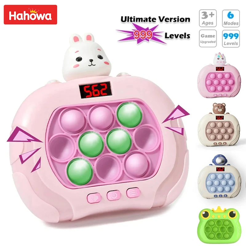 Máquina de juego de burbujas de empuje rápido Pop electrónico de 999 niveles, juguetes para niños, consola de juegos portátil, juguetes de alivio para apretar whac-a-ole, regalos