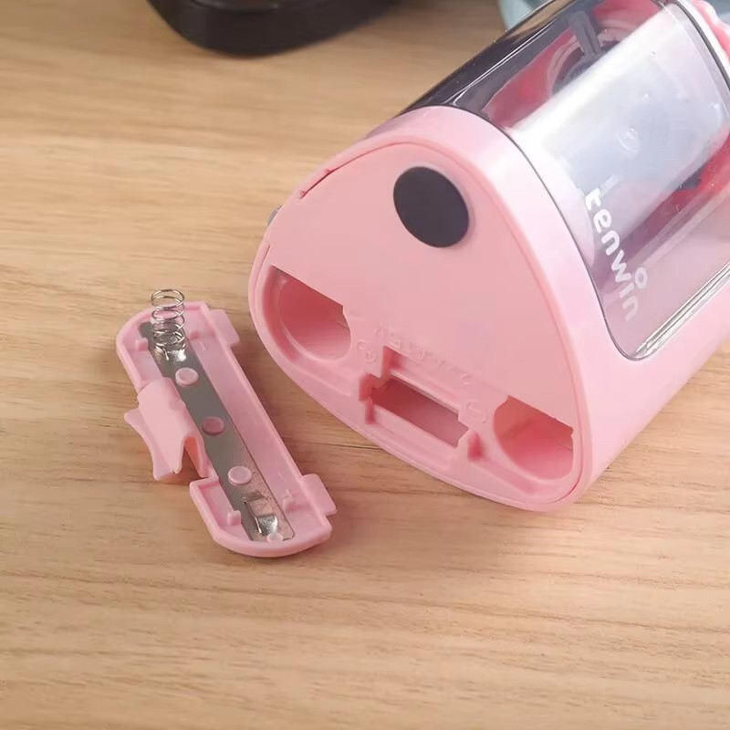TENWIN 1 pezzo temperamatite elettrico a foro singolo, adatto per matite da 6-8 mm, temperamatite rapido per scuola/ufficio (batteria esclusa)