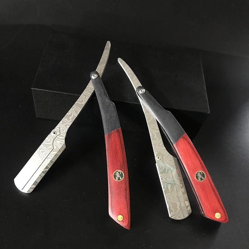 Maquinilla de afeitar para peluquero para hombre, afeitadora plegable, rascador Manual profesional de borde recto de acero inoxidable, maquinilla de afeitar para peluquero