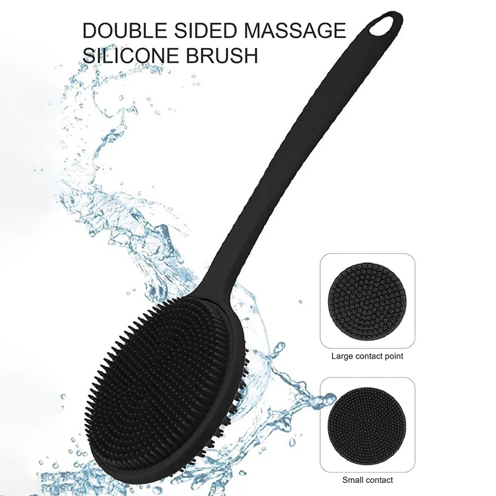 Escova macia para banho, esponja para banho e chuveiro, escova esfoliante com alça, massageador de pele, escova esfoliante para banheiro