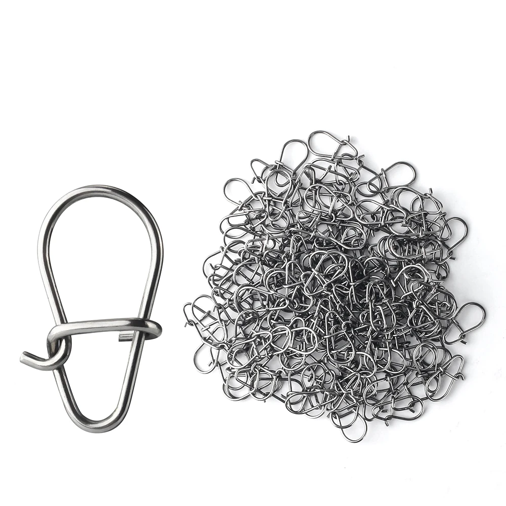 DNDYUJU 100X ตกปลา Nice Hooked Snap Pin 304 สแตนเลสสตีล Rolling Swivel Lure Connector อุปกรณ์ตกปลาปลาเครื่องมือ