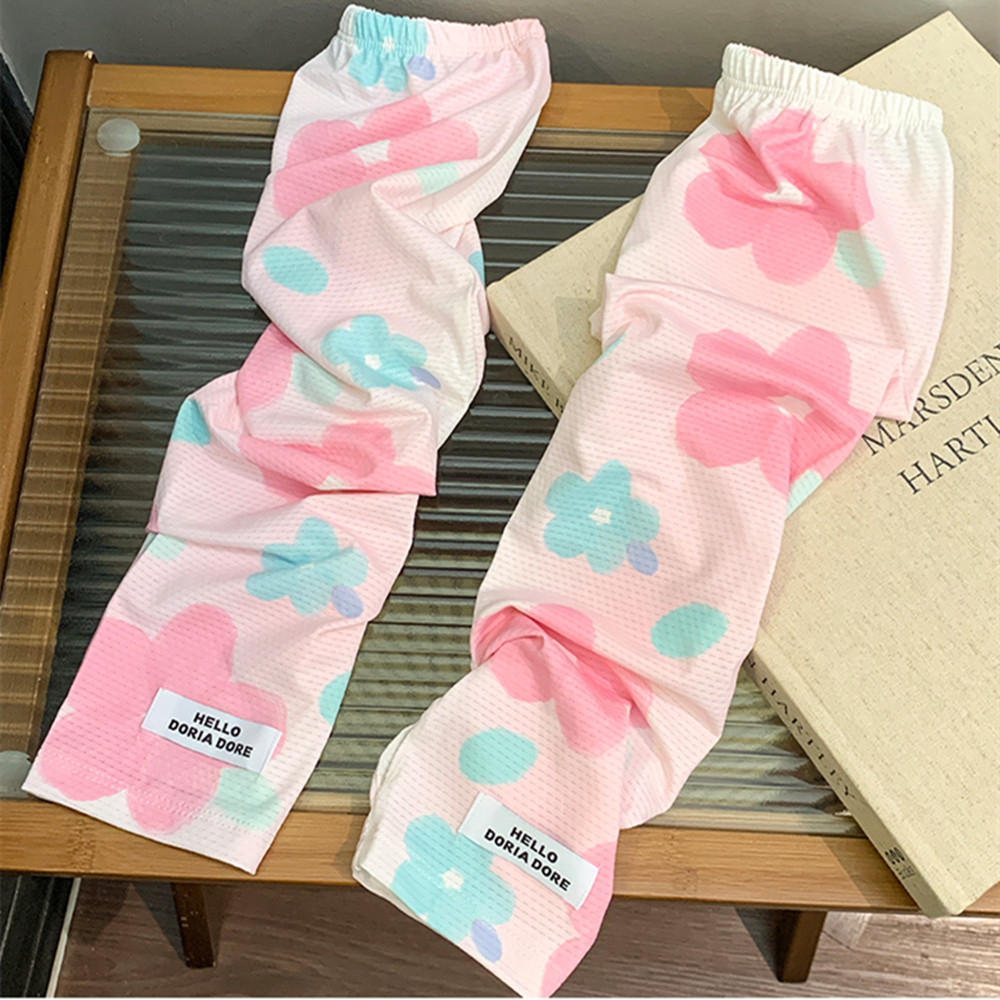 Vrouwen Zonwering Ademende Mouwen Rijden Lange Vingerloze Handschoenen Bloem Strik Cool Mof Zomer Uv Bescherming Armmouwen