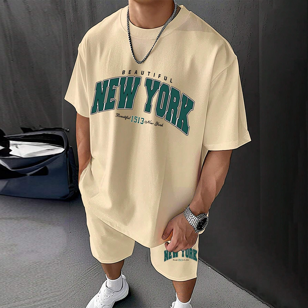 North American Fashion casual herenset met bedrukte patronen, lichtgewicht en ademend, sportief en lichtgewicht, ademend sh