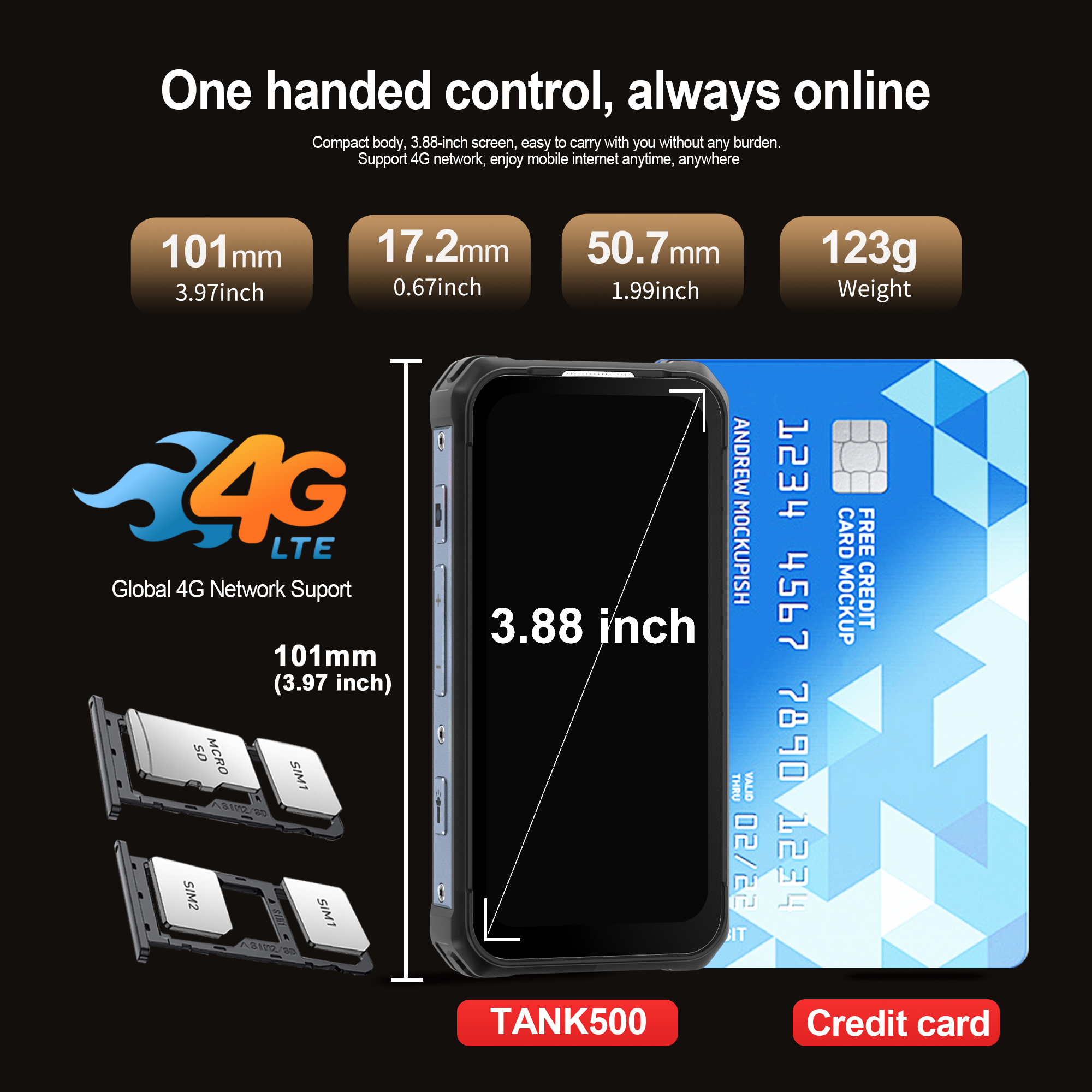 SERVO TANK500 IP68 impermeable Mini teléfono inteligente 4G LTE Android 12 RAM 6GB ROM 128GB PTT red intercomunicador pequeños teléfonos inteligentes resistentes