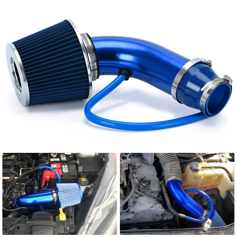 Lzone-filtro de ar universal de 3 "76mm e tubo de entrada de ar frio kit de tubo de indução turbo com cone de filtro de ar JR-AIT28 + imk14