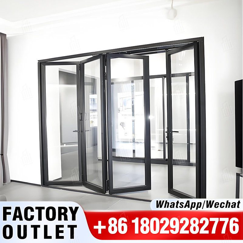 Puertas plegables personalizadas con más paneles, puerta corredera de vidrio plegable interior, puerta Oscaracso de aluminio para puerta de casa a la venta