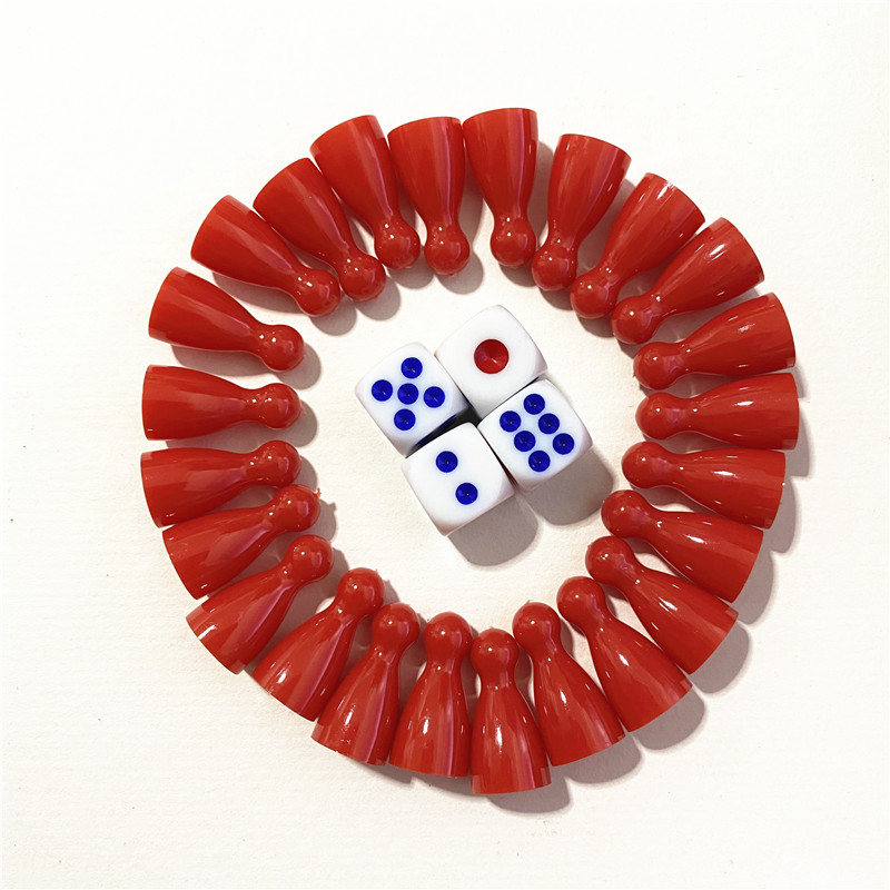 24 piezas de ajedrez + 4 piezas de dados de plástico con peones humanos, piezas de juego para juegos de mesa, componentes de marcadores de mesa