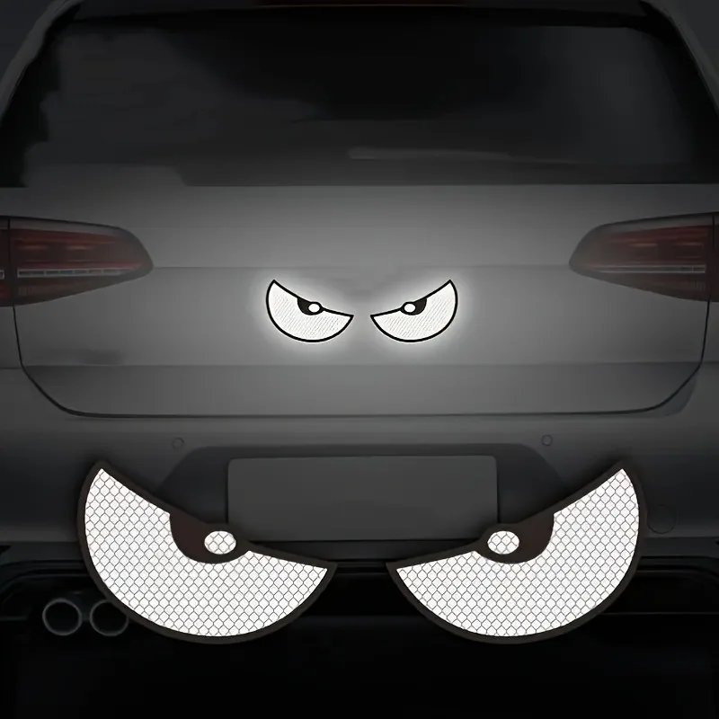 2pcs Car Demon Eye Reflective Stickers Motorcycle Improve Vehicle Visibility At Night And Driving Safety