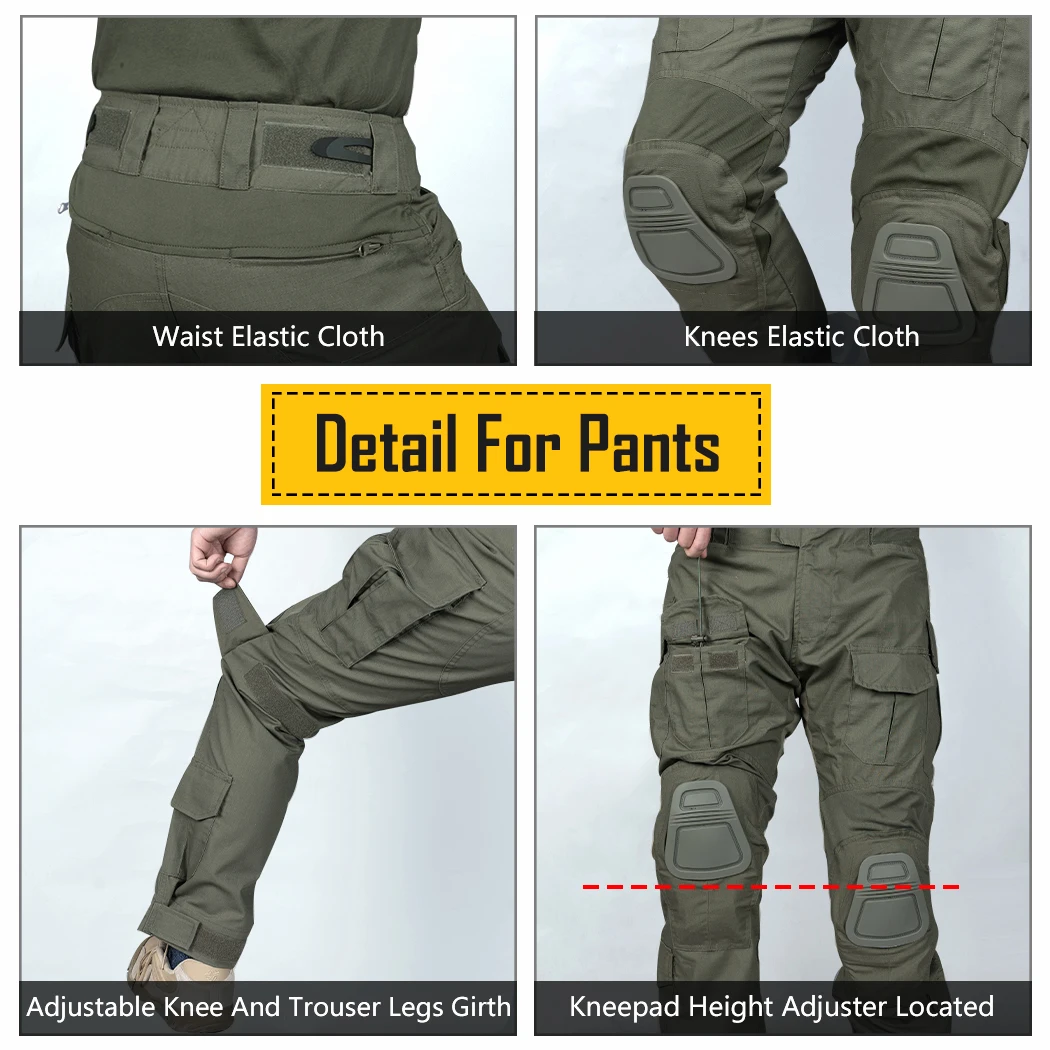Idogear tático g3 combate terno camisa & calças joelheiras atualizar ver camo combate uniforme 3004