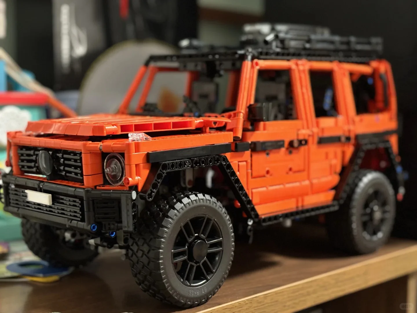 Nuovo MOC arancione grande modello di auto display block regalo di festa per bambini