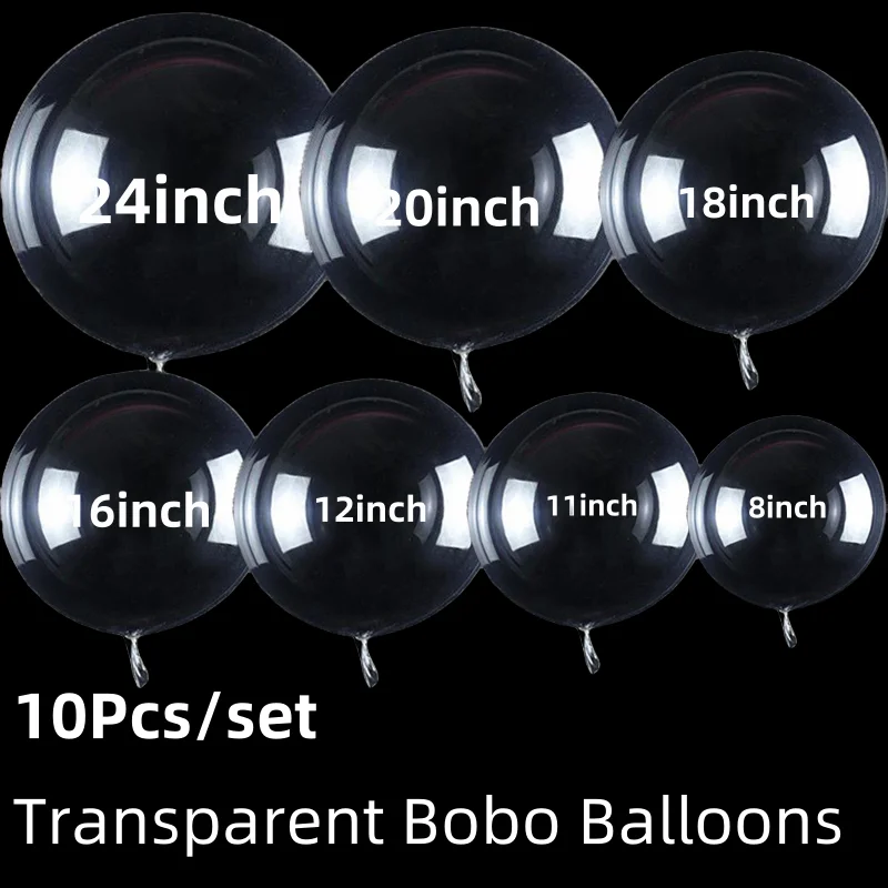 10 stücke 8/10/12/16/18/20/24/zoll Transparent Bobo Ballon Klare Blase Ballon Für Hochzeit Geburtstag Party Dekoration