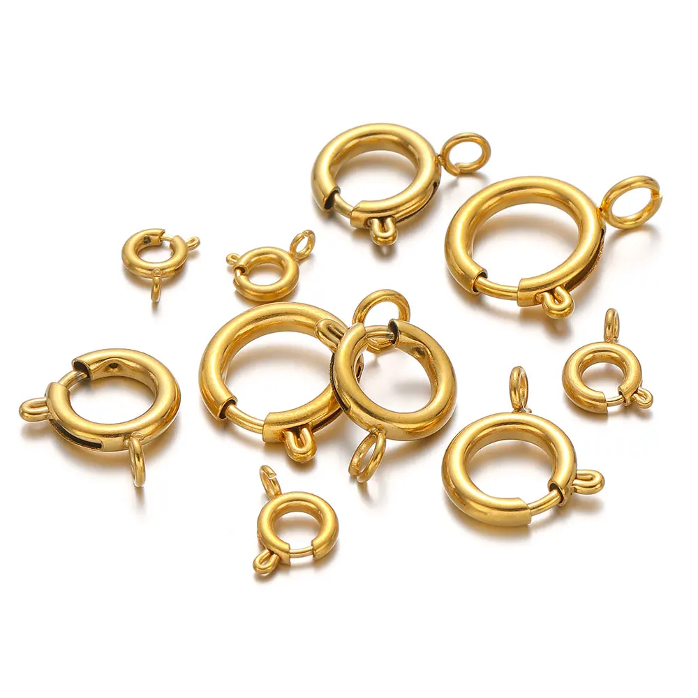 10 Chiếc Vòng Tròn Mùa Xuân Buttonr Thép Không Gỉ Móc Cài Móc Cấp Kết Nối Cho Dây Làm Móc Cài Trang Sức Làm Phụ Kiện