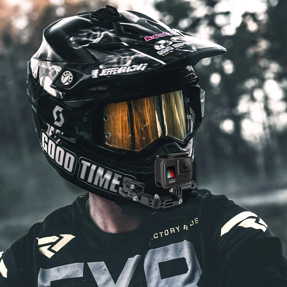 ชุดหมวกกันน็อคมอเตอร์ไซค์สำหรับ GoPro HERO 12 11 10 9 8 7ชุดอุปกรณ์กล้องถ่ายรูปแอคชั่นคางเมาท์จักรยาน