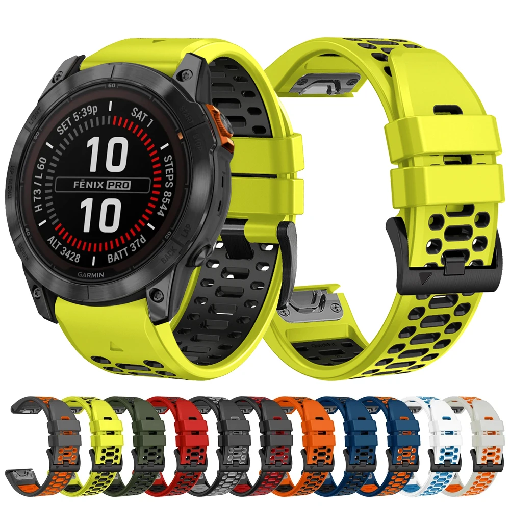 Correa deportiva de silicona transpirable QuickFit de 22mm y 26mm para Garmin Fenix 7X 7 Pro 6X 6 5 5X Plus/Epix 2 47mm 51mm