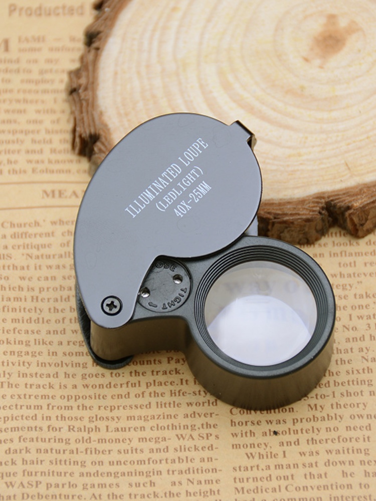 40X Magnifying Glass Jewelers Loupe Pocket Folding Magnifier With Light For Watch Coins Stamps Gems Jewelry Diamond Identifying