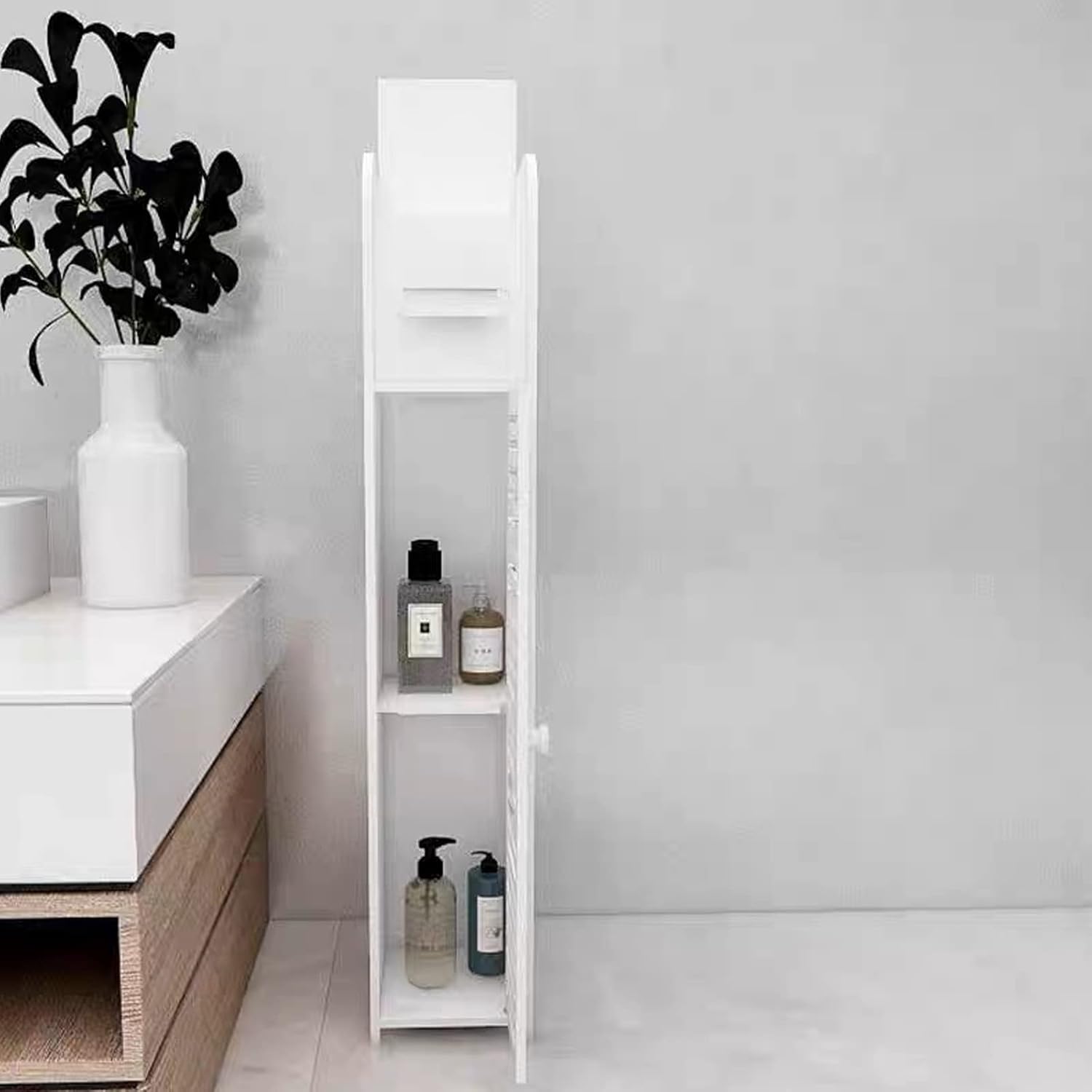 Bathroom Cabinet Bedroom Cabinet Bathroom Storage Cabinet White Tall Slim Shelf Cabinet Living Room Storage Riser