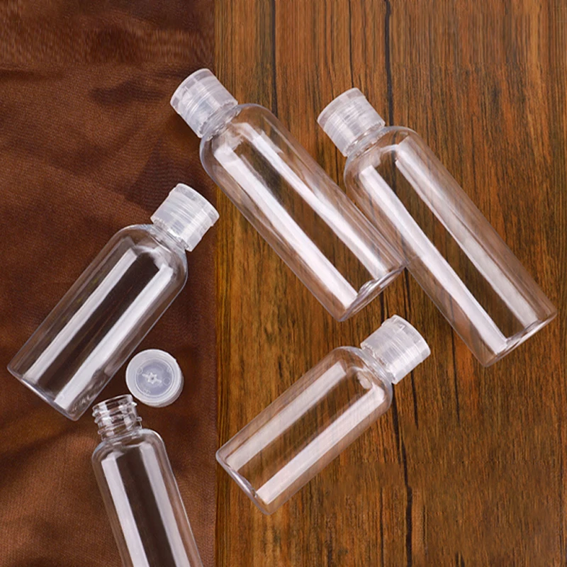 50pcs 20ml 30ml 50ml 100ml Plastic Squeeze Bottle with Flip Cap PET Lotion Shampoo Bottle Empty Cosmetic Sample Container Travel