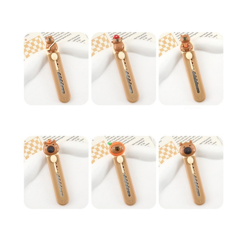 Cute Plastic Capibara Cutter Cartoon School Office Supplies Paper Cutting Tool Mini Retractable Letter Opener