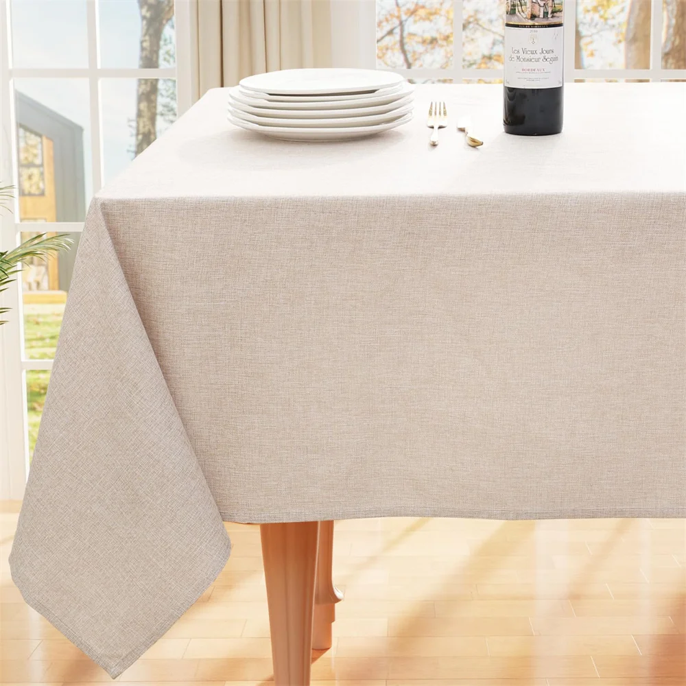 Olanly-mantel rectangular de lino sintético, mantel de tela impermeable y limpiable, cubierta de mesa lavable para cocina y comedor