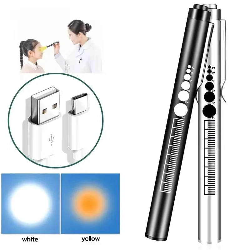 Linterna LED Oral, Mini linterna médica para pupila Oral, práctica, recargable por USB, de acero inoxidable, herramienta de pesca al aire libre