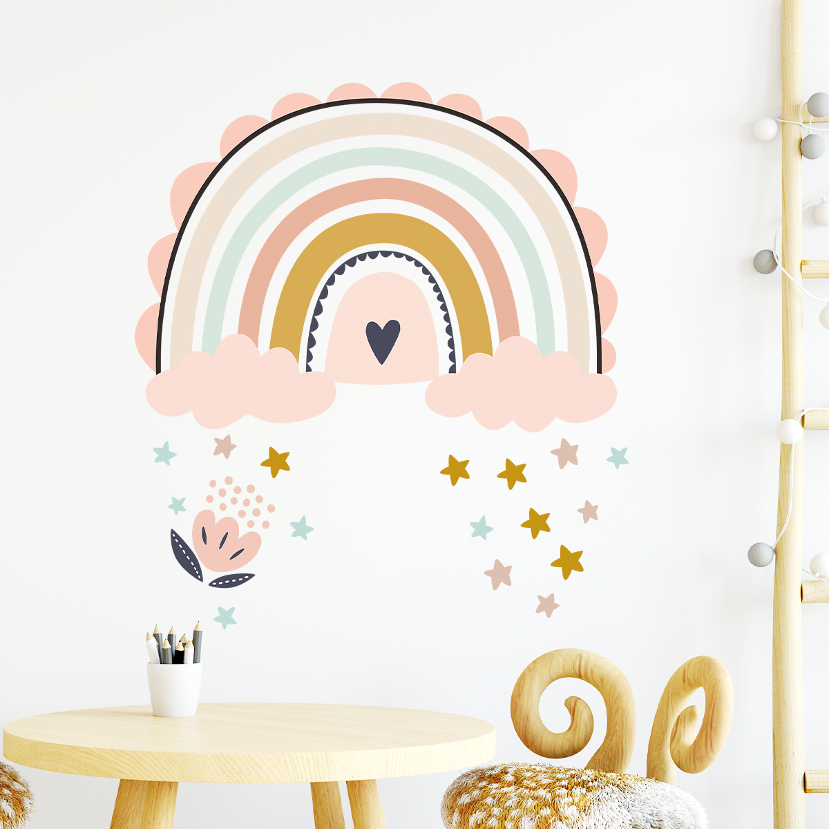 3 pçs/lote boho colorido arco-íris sol adesivos de parede para quarto das crianças do bebê berçário decoração decalques parede decoração casa