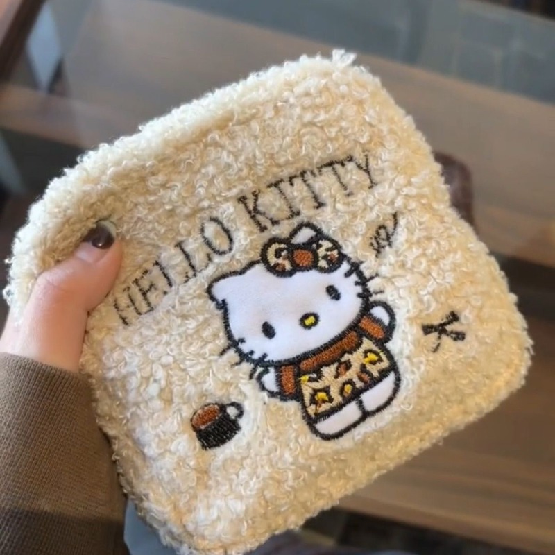 HelloKitty pluche polaroid schattig draagbaar borduurwerk grote capaciteit make-up tas opslag hoge schoonheid toilettas
