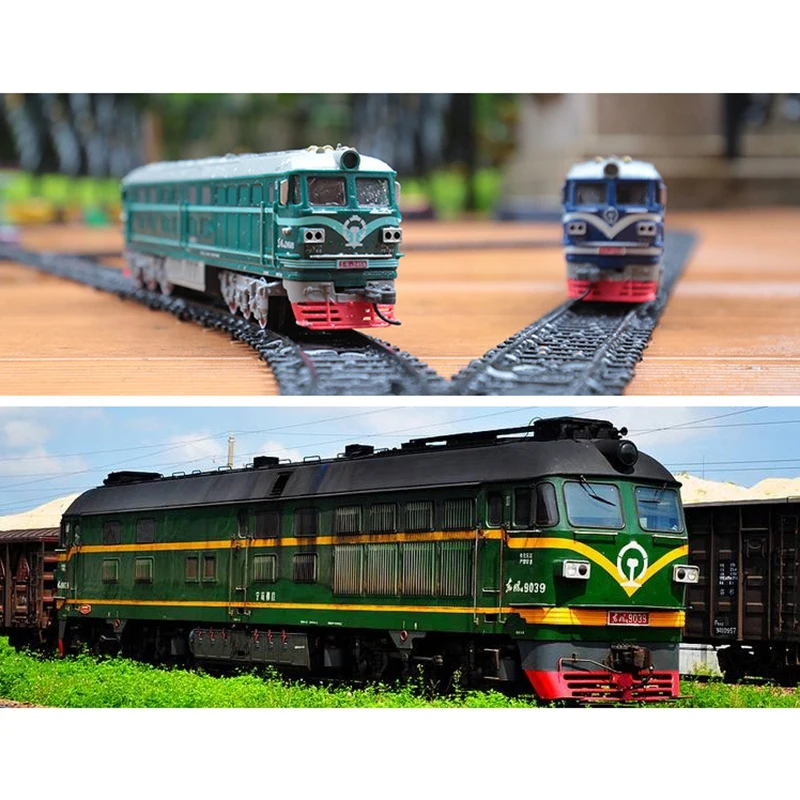 AM-Mainan Model Lokomotif Bomasi Internal Campuran 1:87 Simulasi Anak-anak Mainan Kereta Acousto-optik untuk Hadiah Anak-anak (A)