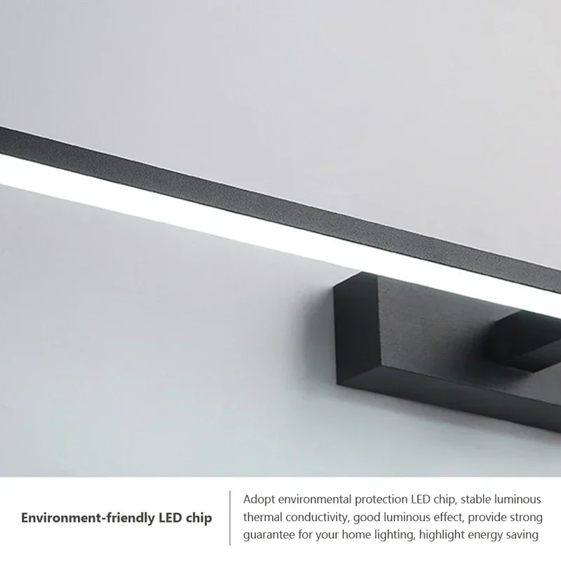 Lámpara de pared LED moderna, accesorios de baño, lámpara de pared, luces de tres colores, lámpara de línea de espejo de baño Led de aluminio, luz de maquillaje