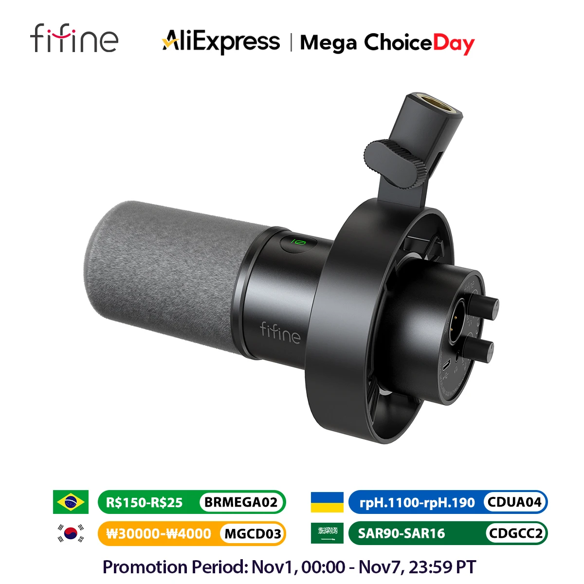 FIFINE Micrófono dinámico USB/XLR con perilla de ganancia/mute táctil/conector para auriculares, micrófono de grabación para PC Tarjeta de sonido Streaming-K688W Blanco