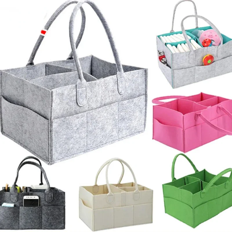 Saco de armazenamento de fraldas de feltro infantil bebê brinquedos diversos fraldas grande capacidade saco de fraldas de feltro