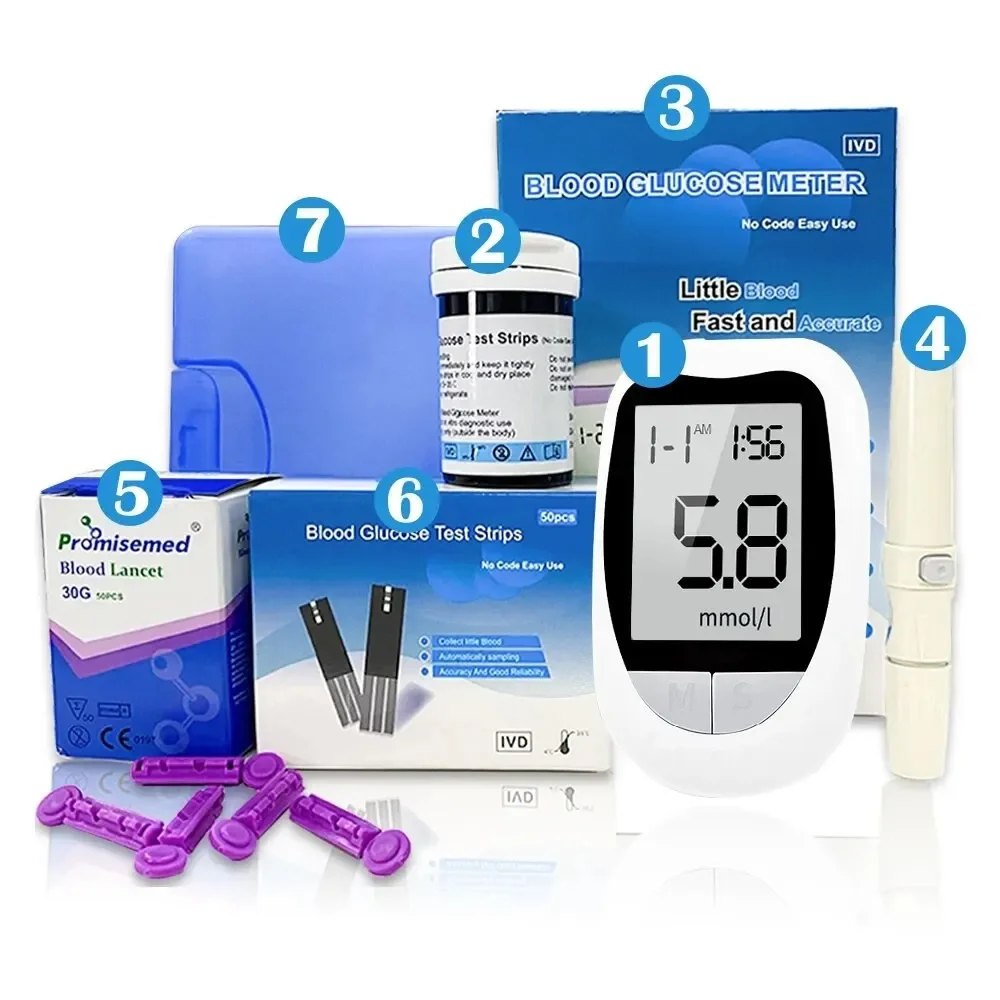 AJC เลือดกลูโคส Glucometer ชุดทดสอบโรคเบาหวาน 50/100pcs แถบ Lancets น้ําตาลในเลือดทางการแพทย์ Mg/mmol freestyle libre