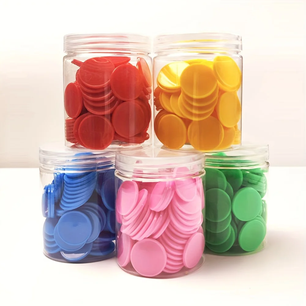 100 plastic counting chips - interactive learning educational mathematics teaching aids, multi-color plastic counters
