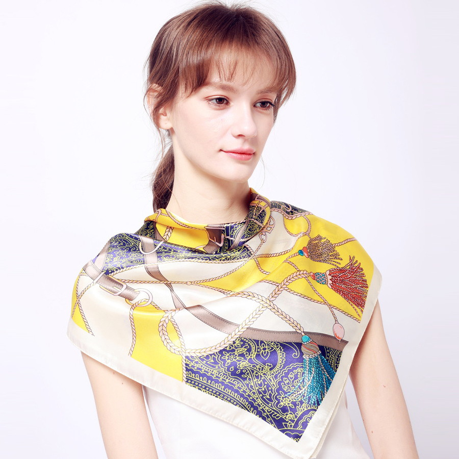 Thời Trang Kerchief Lụa Satin Cổ Khăn Choàng Nữ Khoác In Hijab Scarfs Nữ 90*90Cm Vuông Khăn Choàng Và Len khăn Quàng Cổ Cho Nữ 2022