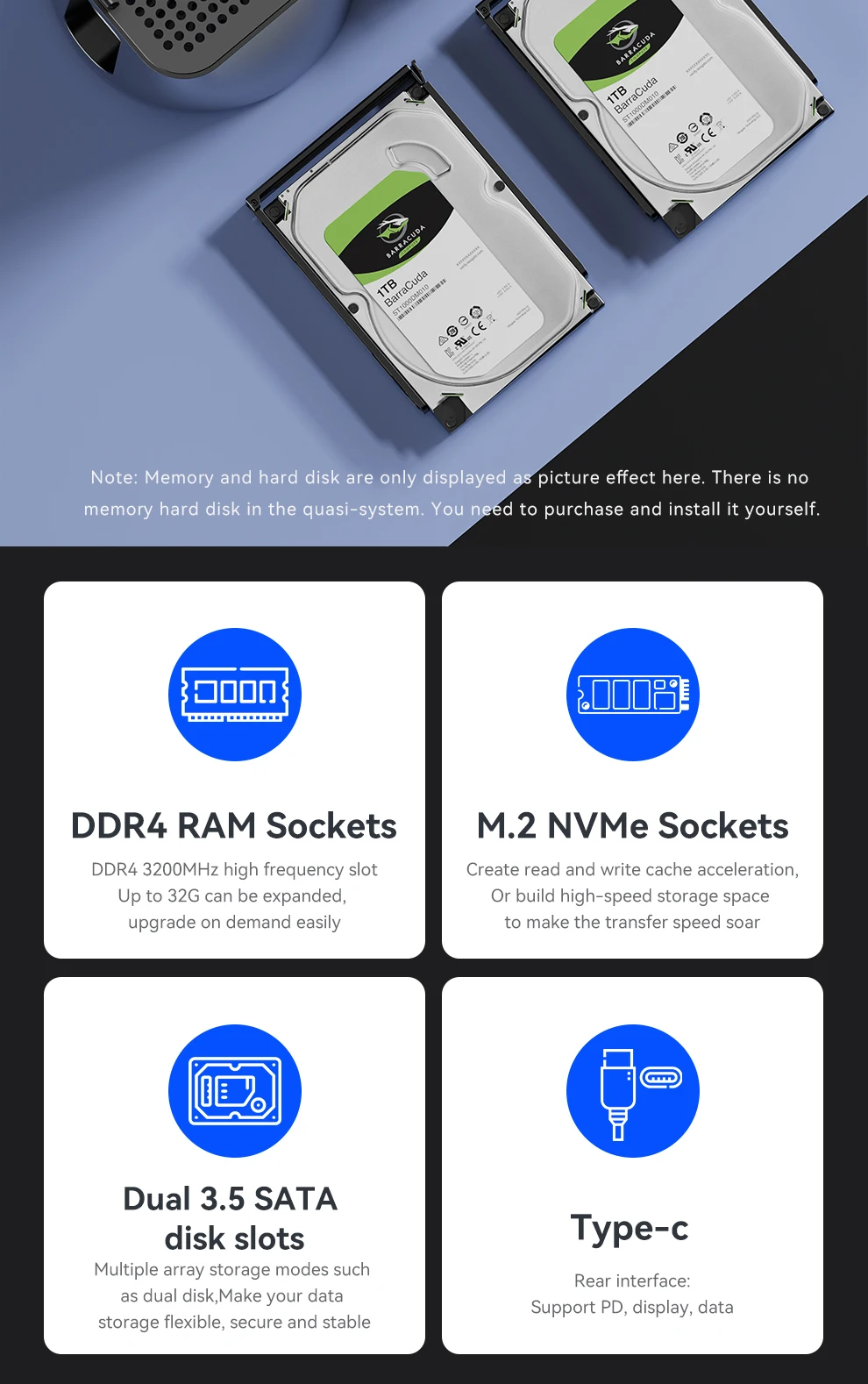 NAS Mini PC Intel Celeron N100 SSD Windows 11 Computer Dual 2.5G LAN NVME WIFI6 8G 16G RAM DDR4 1000GSSD