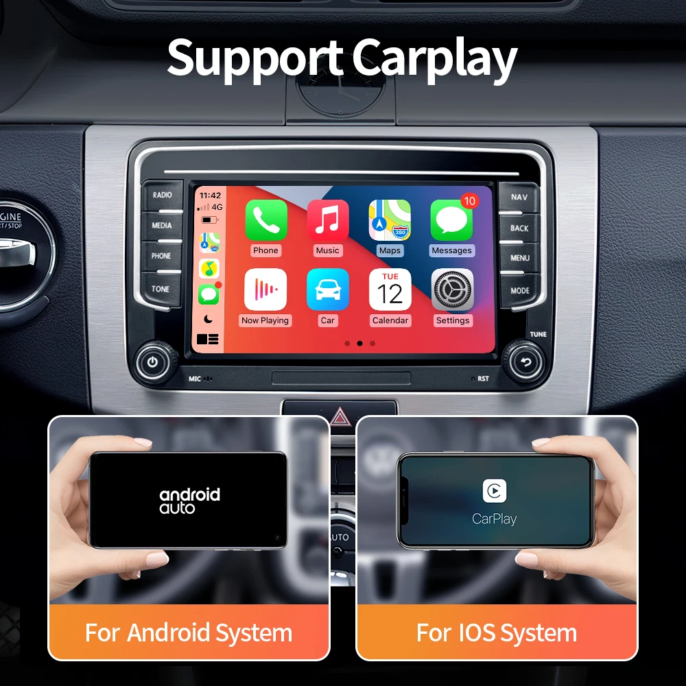 Android オートラジオフォルクスワーゲン VW パサート B6 B7 CC ティグアントゥーランゴルフポロ Carplay 4 グラム車マルチメディア GPS 2din Autoradio