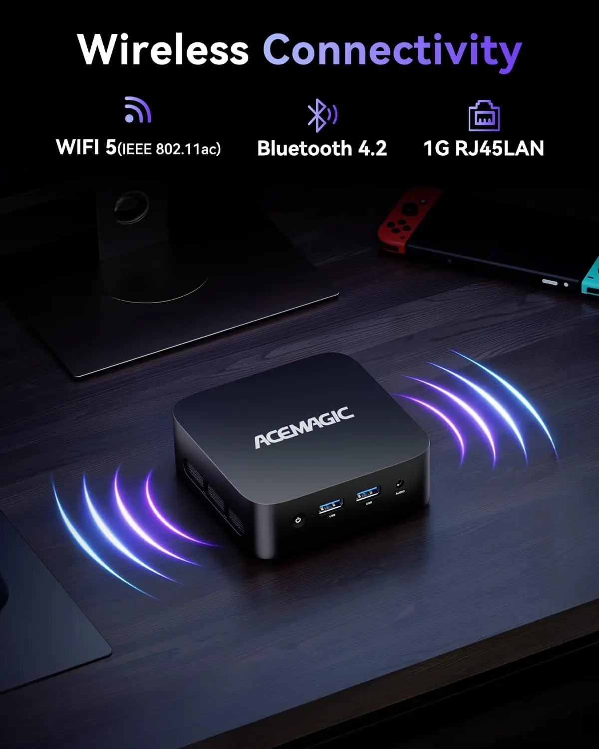 ACEMAGICIAN V1 Mini PC 12th Gen Alder Lake N97 Mini PC 16GB DDR4 512GB M.2 SSD Mini komputer z W11 Pro RJ45 4K HDMI+DP WiFi 5