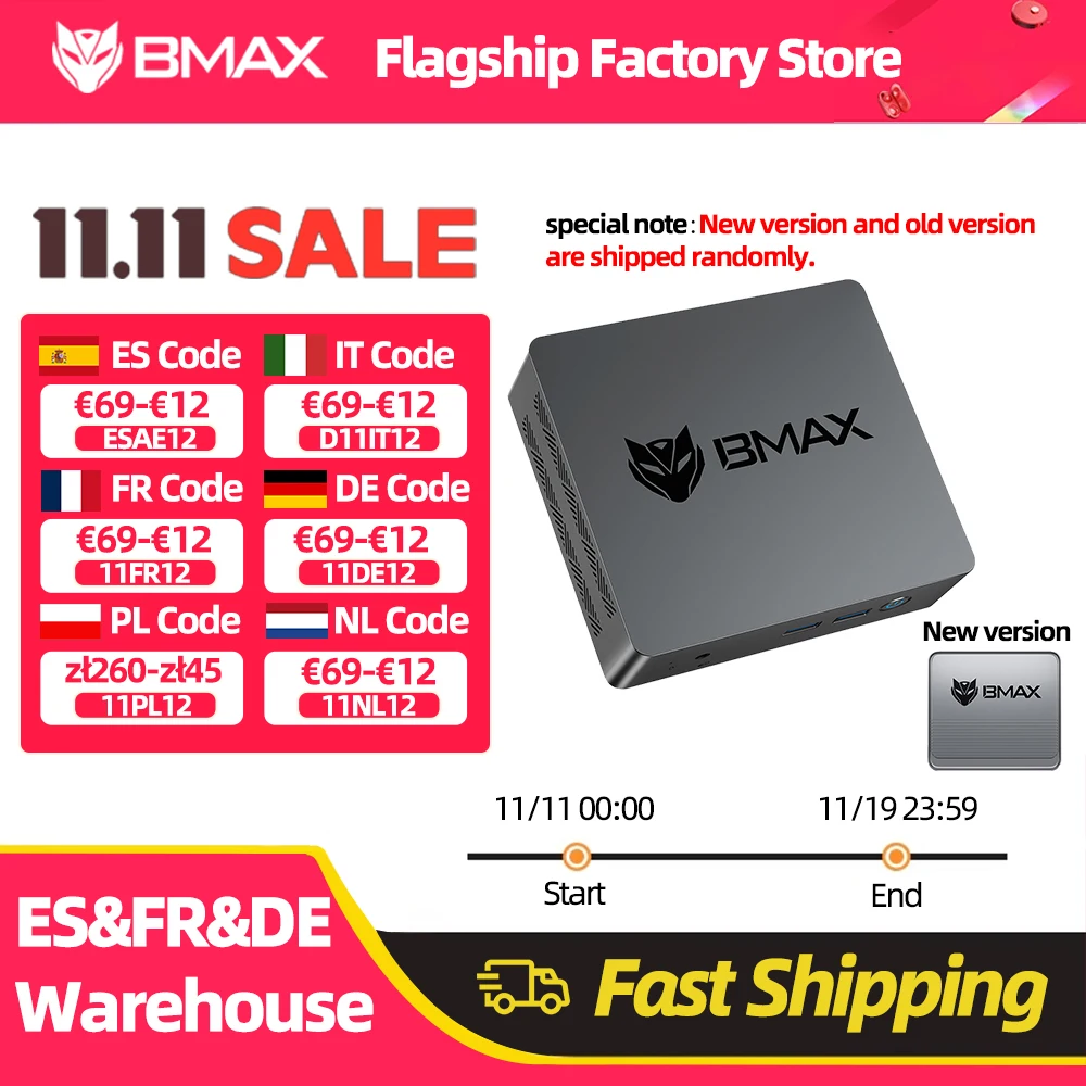 Bmax B3 Mini PC Windows 11 Intel N5095 8Gb Ram Ddr4 256Gb Ssd Intel Uhd Grafica 1000Mbps Ethernet
