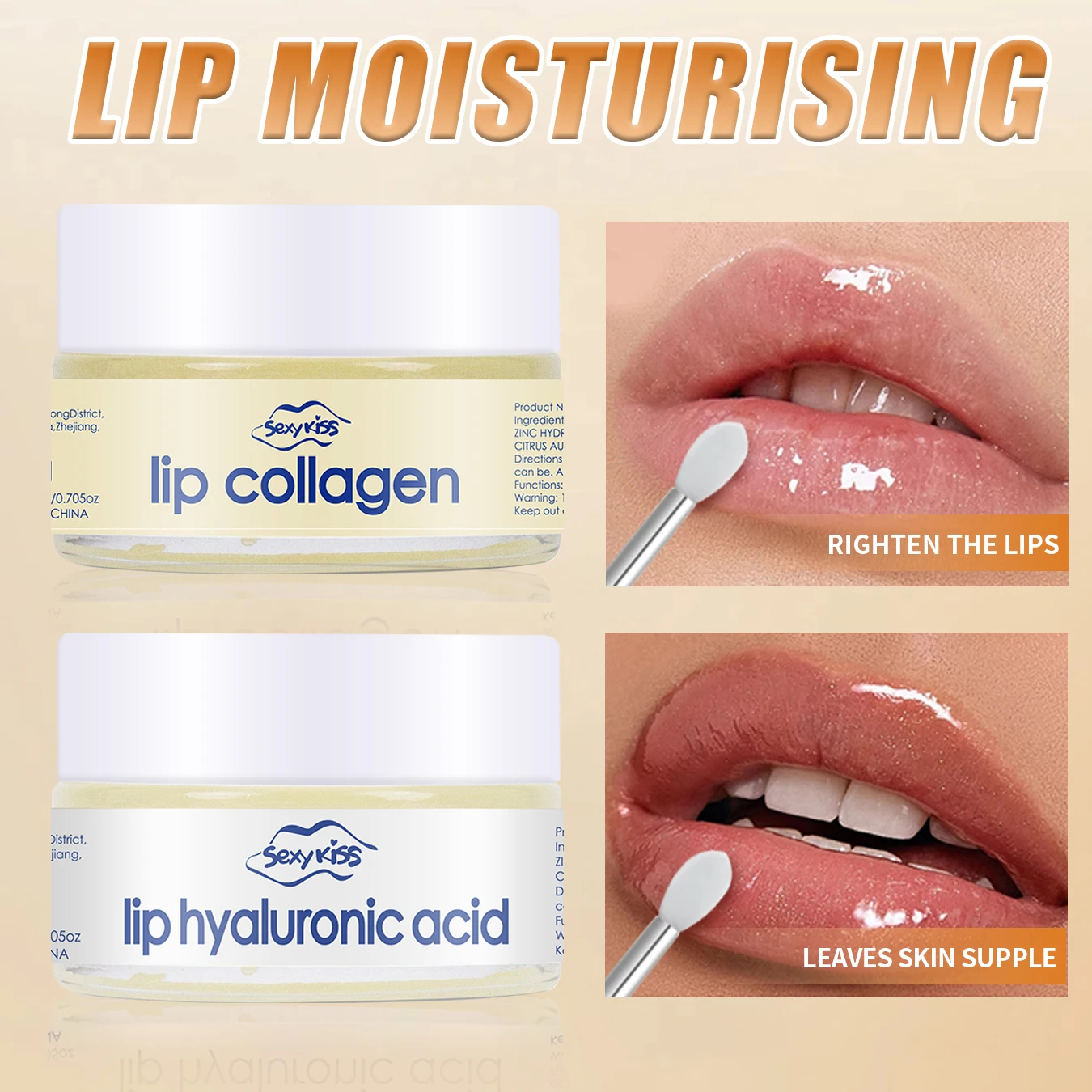 Máscara labial de colágeno com ácido hialurônico, 20g, hidratação profunda, esfoliação hidratante duradoura, dia e noite, pode ser dada como presente