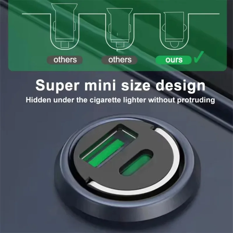 200w mini carregador de carro carregamento rápido para iphone qc3.0 mini pd usb tipo c carregador de telefone móvel do carro para xiaomi samsung huawei