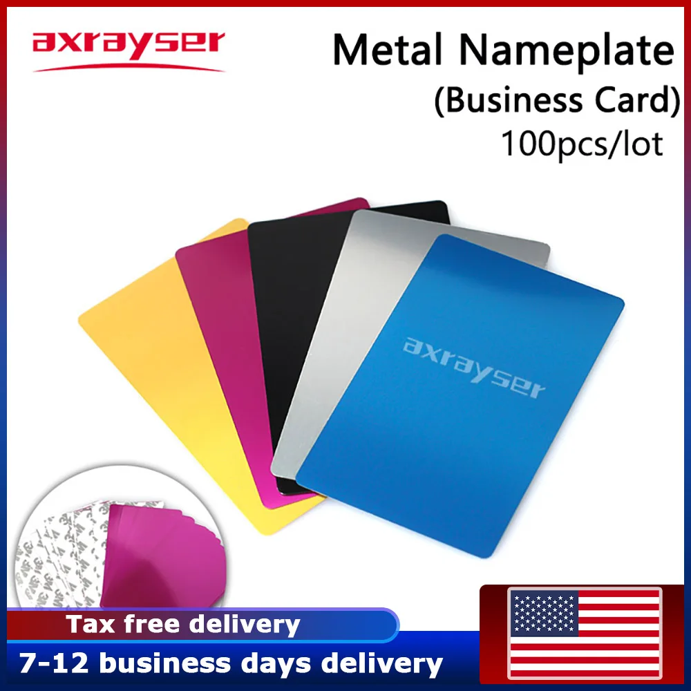 100PCS Metal Nameplate Business Cards Multicolor Aluminium Alloy Material 5 Color for Laser Marking Machine CO_2 Laser Marker